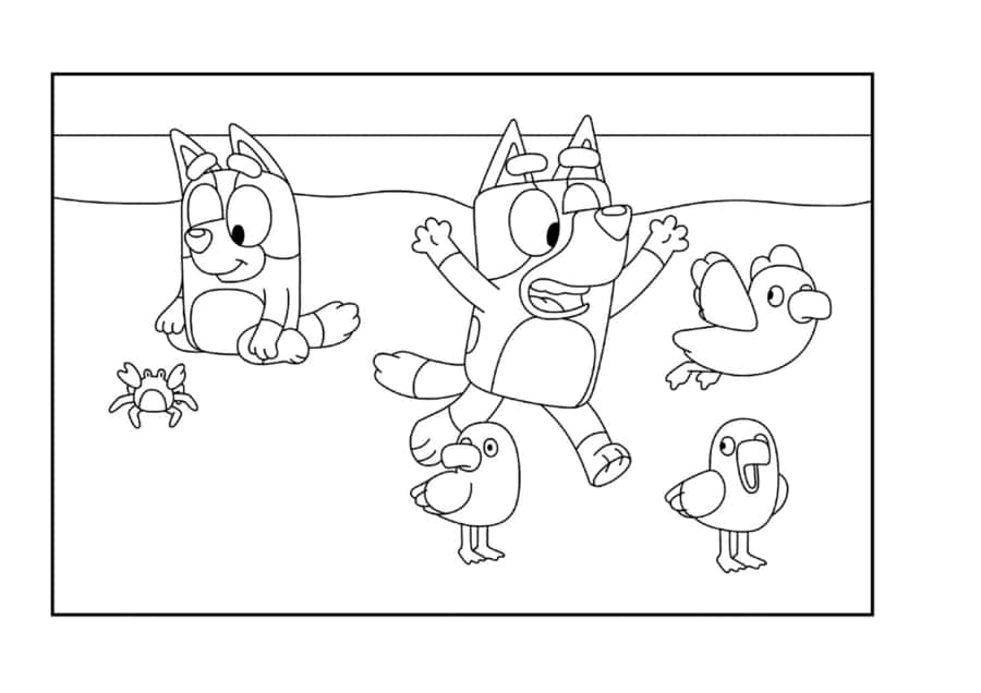 Bluey And Birds Coloring Pages Pdf Free Vectors
